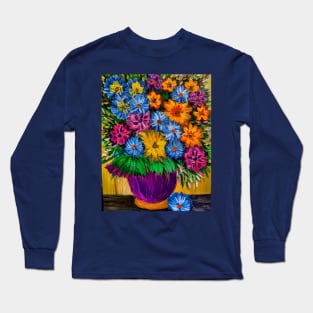 Fun and colorful abstract flowers Long Sleeve T-Shirt
